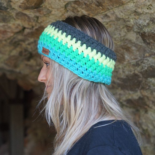 Ručne háčkovaná čelenka DOKE Stripes Blue-image-2