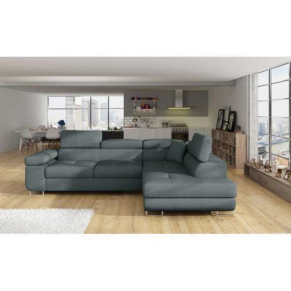 Modrá rozkladacia/s úložným priestorom rohová pohovka (pravý roh/do L) Anton – ELTAP-image-1