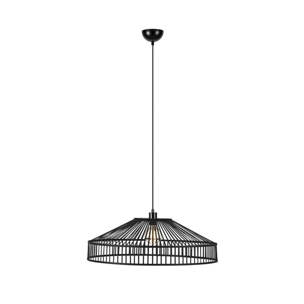 Čierne závesné svietidlo s bambusovým tienidlom ø 70 cm Tapa – Markslöjd