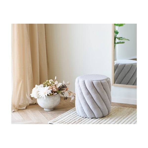 Sivý taburet z textílie buklé Sana – House Nordic-image-1