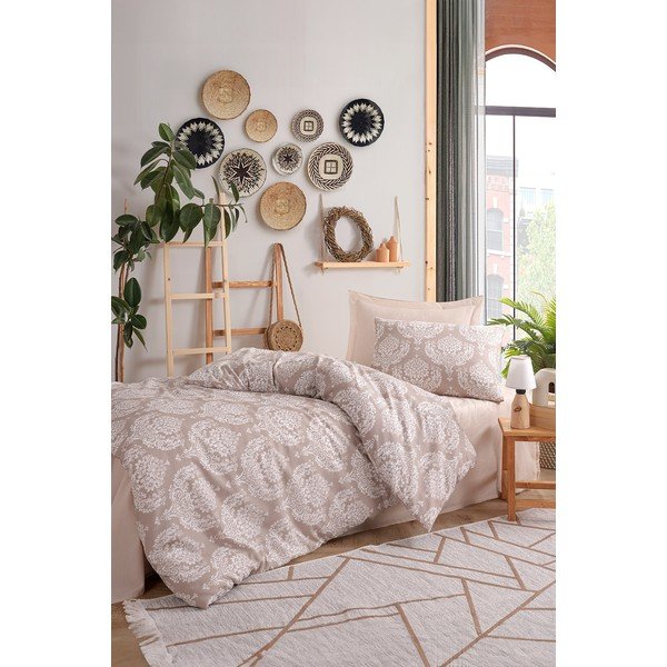 Hnedé obliečky na jednolôžko 140x200 cm Post – Mijolnir