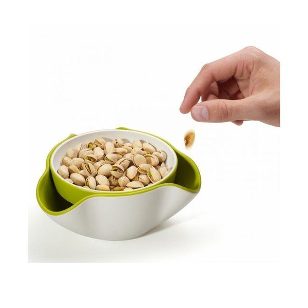 Dvojitá miska Double Dish, biela/sivá-image-3