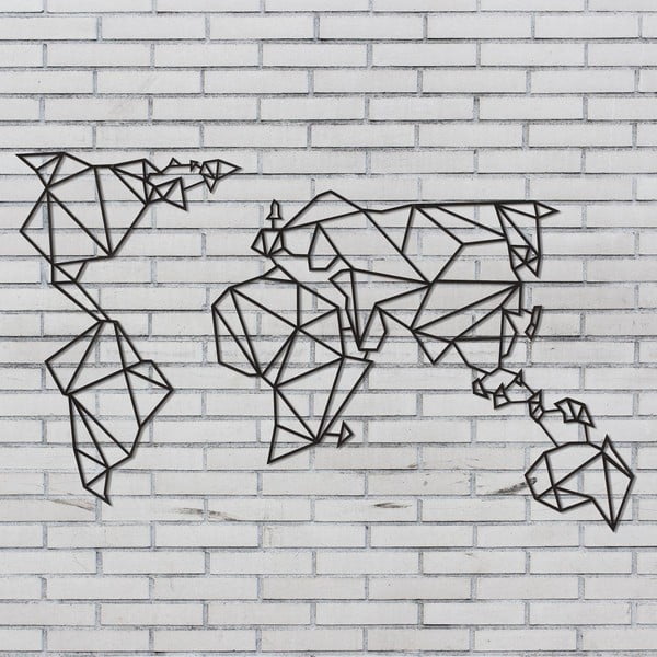 Kovová nástenná dekorácia v čiernej farbe Homemania World, 60 x 120 cm-image-3