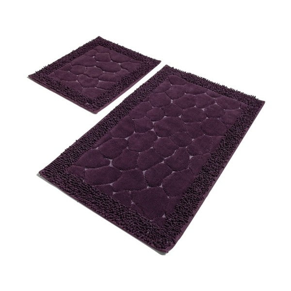 Sada 2 tmavofialových bavlnených kúpeľňových predložiek Confetti Bathmats Stone Purple