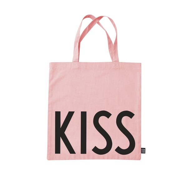 Ružová plátená taška Design Letters Kiss