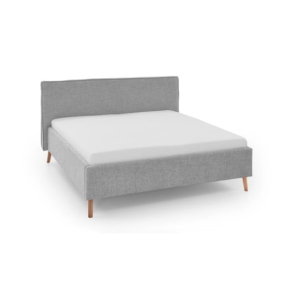 Svetlosivá čalúnená dvojlôžková posteľ s úložným priestorom s roštom 180x200 cm Riva – Meise Möbel