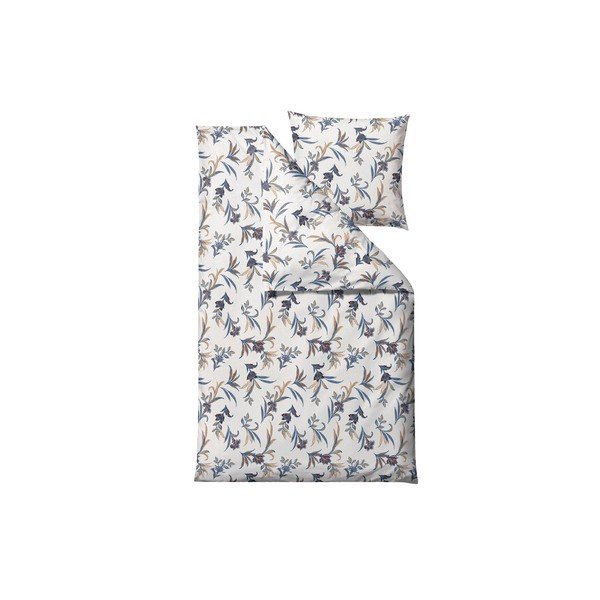Modro-béžové predĺžené obliečky na jednolôžko z bavlneného saténu 140x220 cm Soft Tropic – Södahl-image-2