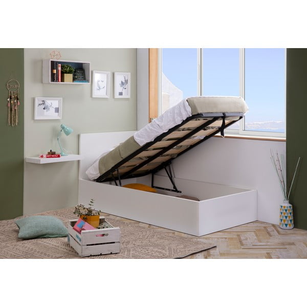 Biela posteľ s úložným priestorom a roštom 90x190 cm Kronos - Marckeric-image-1