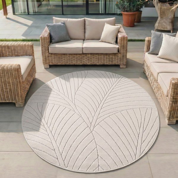 Krémovobiely okrúhly vnútorný a vonkajší koberec ø 120 cm Nova 1203 – Ayyildiz Carpets-image-1