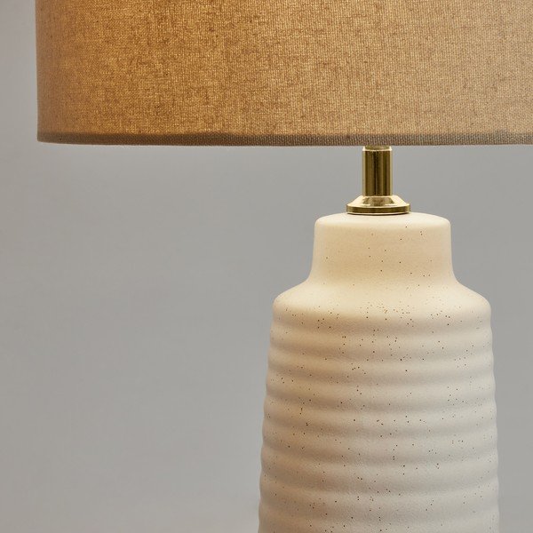 Biela stolová lampa s textilným tienidlom (výška 58 cm) Mijal - Kave Home-image-1