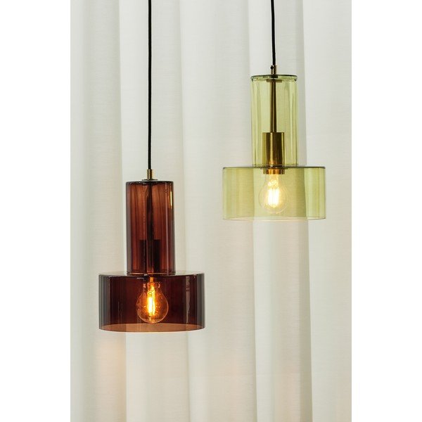 Hnedé stmievateľné závesné svietidlo so skleneným tienidlom ø 20 cm Ripple – Hübsch-image-1