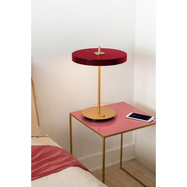Vínovočervená LED stolová lampa so stmievačom s kovovým tienidlom (výška  41,5 cm) Asteria Table – UMAGE-image-1
