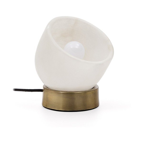 Krémová/v mosadznej farbe stolová lampa (výška 17 cm) Shenli – Kave Home