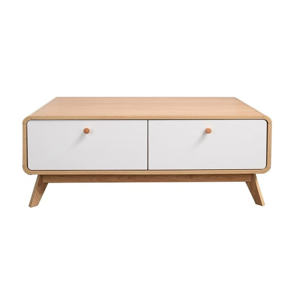 TV stolík v dekore duba v bielo-prírodnej farbe 100x40 cm Caitlin – Støraa