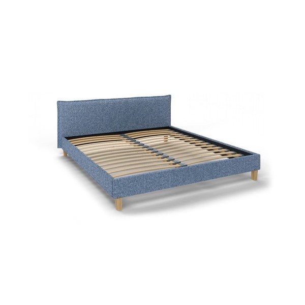 Modrá čalúnená dvojlôžková posteľ s roštom 160x200 cm Tina - Ropez