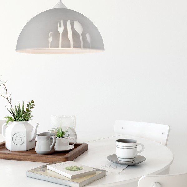 Sivé závesné svietidlo so skleneným tienidlom ø 30 cm Apetite – LAMKUR-image-1