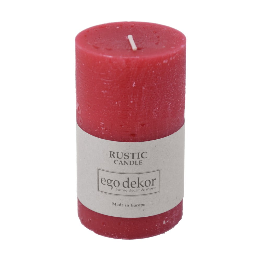 Červená sviečka Rustic candles by Ego dekor Rust, doba horenia 38 h