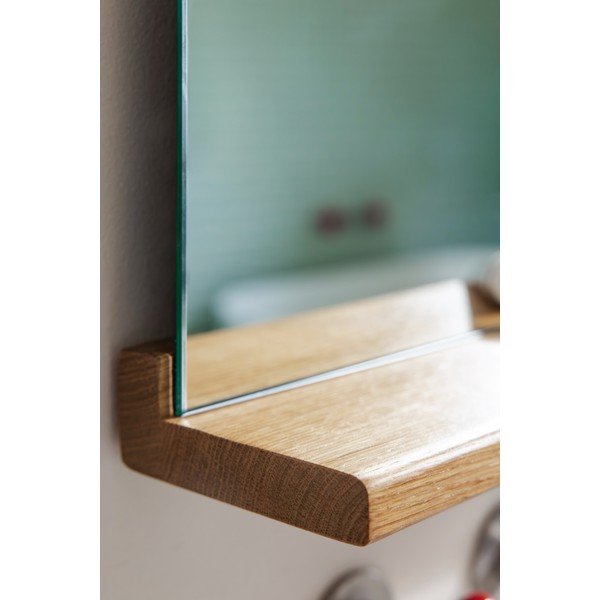 Nástenné zrkadlo s poličkou s dreveným rámom 50x75 cm Lun – noo.ma-image-4
