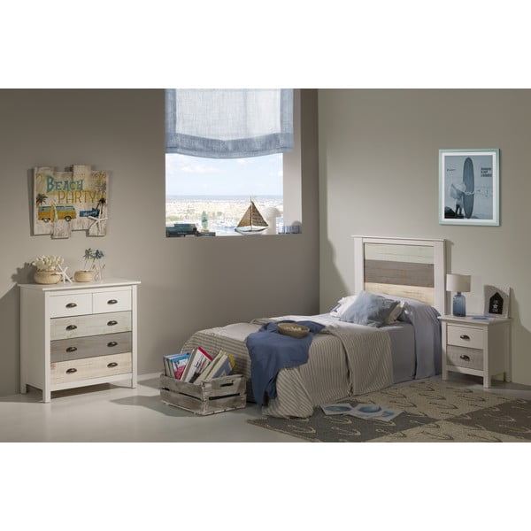 Bielo-sivá komoda so 4 zásuvkami Marckeric Romantica, 79 × 80 cm-image-1