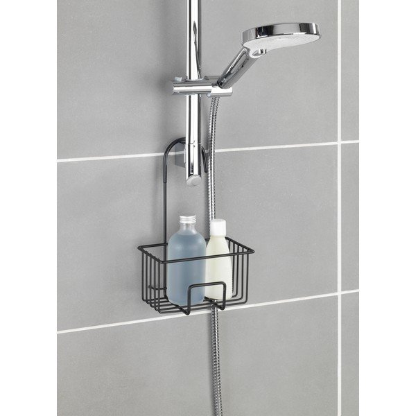 Čierna závesná kúpeľňová polička z nehrdzavejúcej ocele Milito – Wenko-image-3