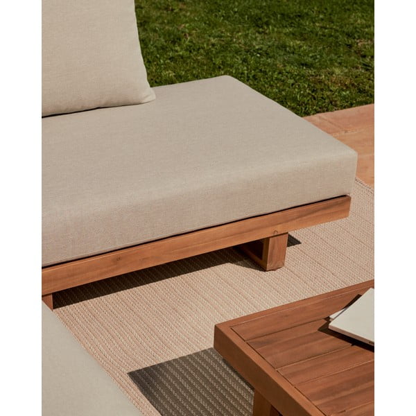 Záhradná lounge súprava z masívu akácie pre 5 v krémovo-prírodnej farbe Raco – Kave Home-image-4