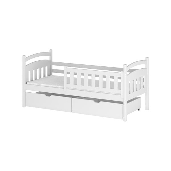 Biela detská posteľ z borovicového dreva s úložným priestorom 90x200 cm Terry - Lano Meble