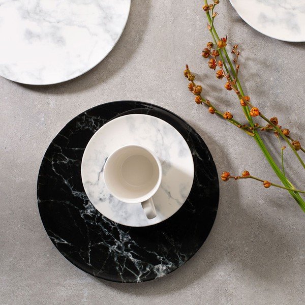 Bielo-čierny porcelánový tanierik Villeroy & Boch Marmory, ø 16 cm-image-1