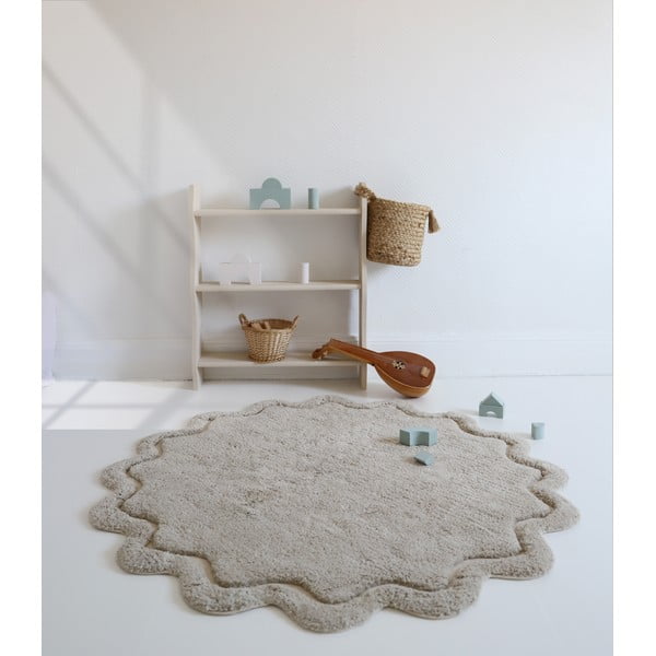 Béžový umývateľný ručne tkaný bavlnený okrúhly koberec ø 110 cm Sweet April Lin – Nattiot-image-4