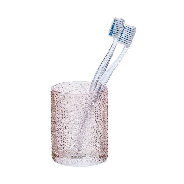 Svetloružový sklenený téglik na kefky Wenko Vetro-image-1