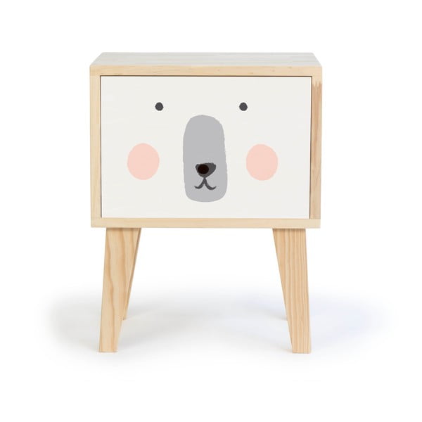 Detský nočný stolík z borovicového dreva The Wild Hug Polar Bear