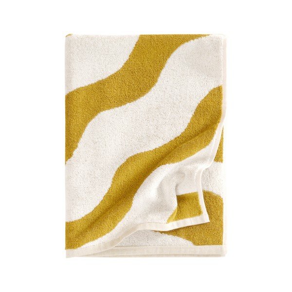 Žltý/krémovobiely bavlnený uterák 50x70 cm Waves – Jotex