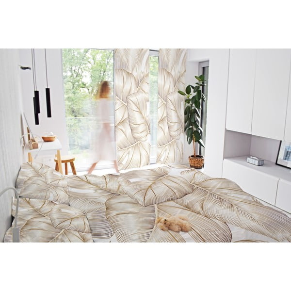 Záves z bavlneného saténu v zlatej farbe 110x170 cm Golden Leaves – Butter Kings-image-1