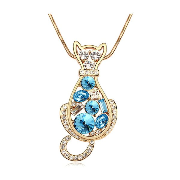 Pozlatený náhrdelník s modrými krištáľmi Swarovski Chat