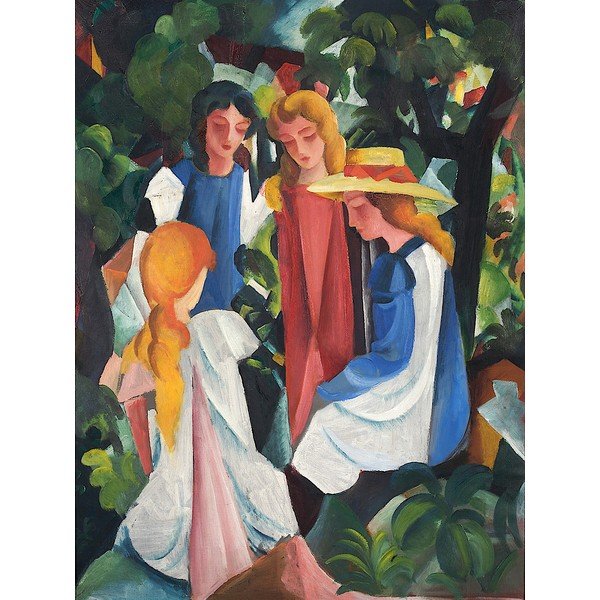 Reprodukcia obrazu August Macke - Four Girls, 40 × 60 cm