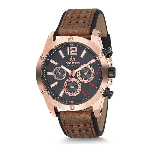Pánske hodinky s hnedým koženým remienkom Bigotti Milano Carrousel