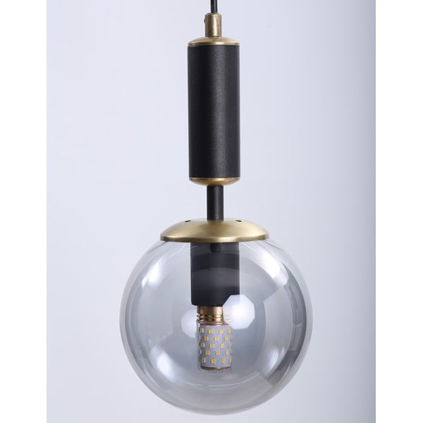 Čierne/sivé závesné svietidlo so skleneným tienidlom ø 15 cm Hector – Squid Lighting-image-1