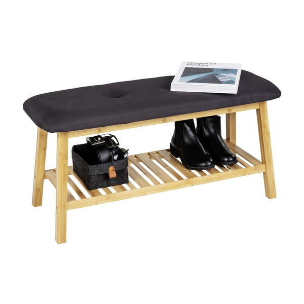 Čierna/prírodná bambusová polica s lavicou Ecori - Wenko-image-4