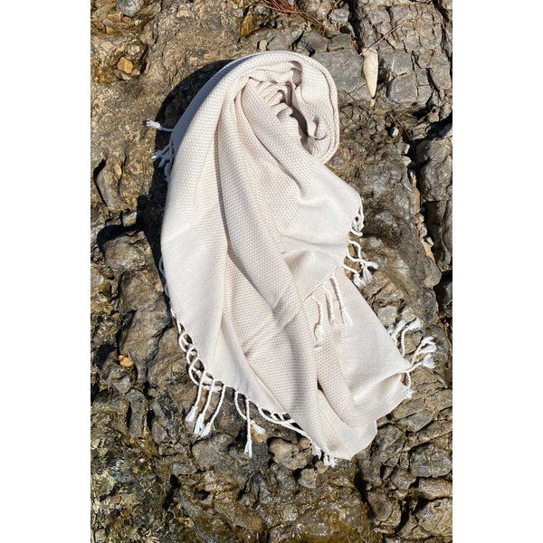 Béžová bavlnená plážová deka 90x175 cm Retro – Foutastic-image-3