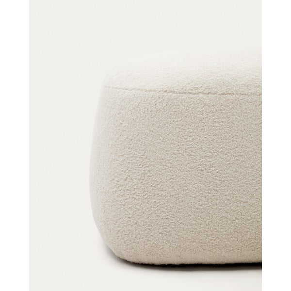 Krémový taburet z textílie buklé Martina – Kave Home-image-3