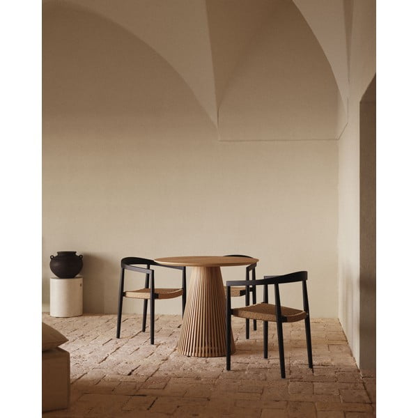 Okrúhly jedálenský stôl z tíkového dreva v prírodnej farbe ø 90 cm Jeanette – Kave Home-image-1