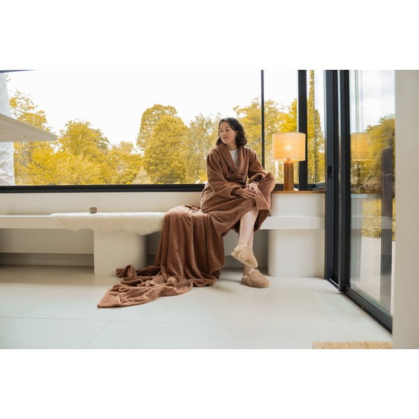Hnedý župan z mikroplyšu veľkosť L/XL Pippa – Tiseco Home Studio-image-3