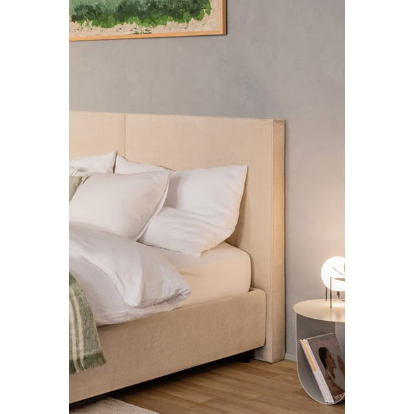 Béžová čalúnená dvojlôžková posteľ s úložným priestorom s roštom 180x200 cm Myra Bold – Bonami Selection-image-3