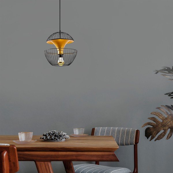 Závesné svietidlo v čiernej a zlatej farbe s kovovým tienidlom ø 30 cm Telmander – Opviq lights-image-2