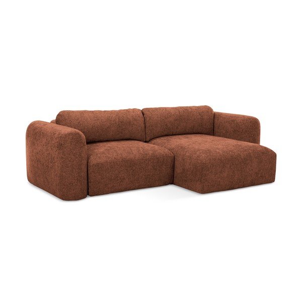 Terakotová ženilková rozkladacia/s úložným priestorom rohová pohovka (pravý roh/s leňoškou) Mele – Makamii-image-2