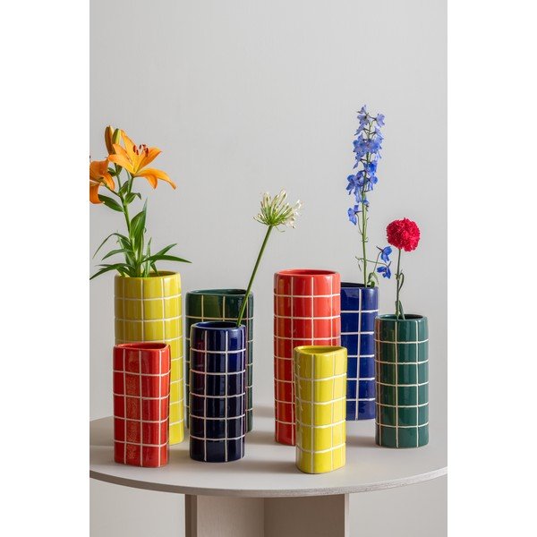 Tmavozelená keramická váza (výška  30 cm) Retro Tiles – PT LIVING-image-1