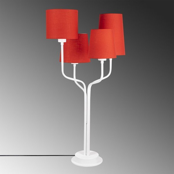 Biela kovová stolová lampa s červenými tienidlami Opviq lights Aposto-image-1