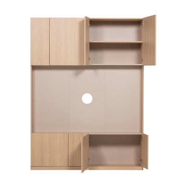 Modulárny TV stolík v prírodnej farbe 160x215 cm Build – WOOOD-image-4