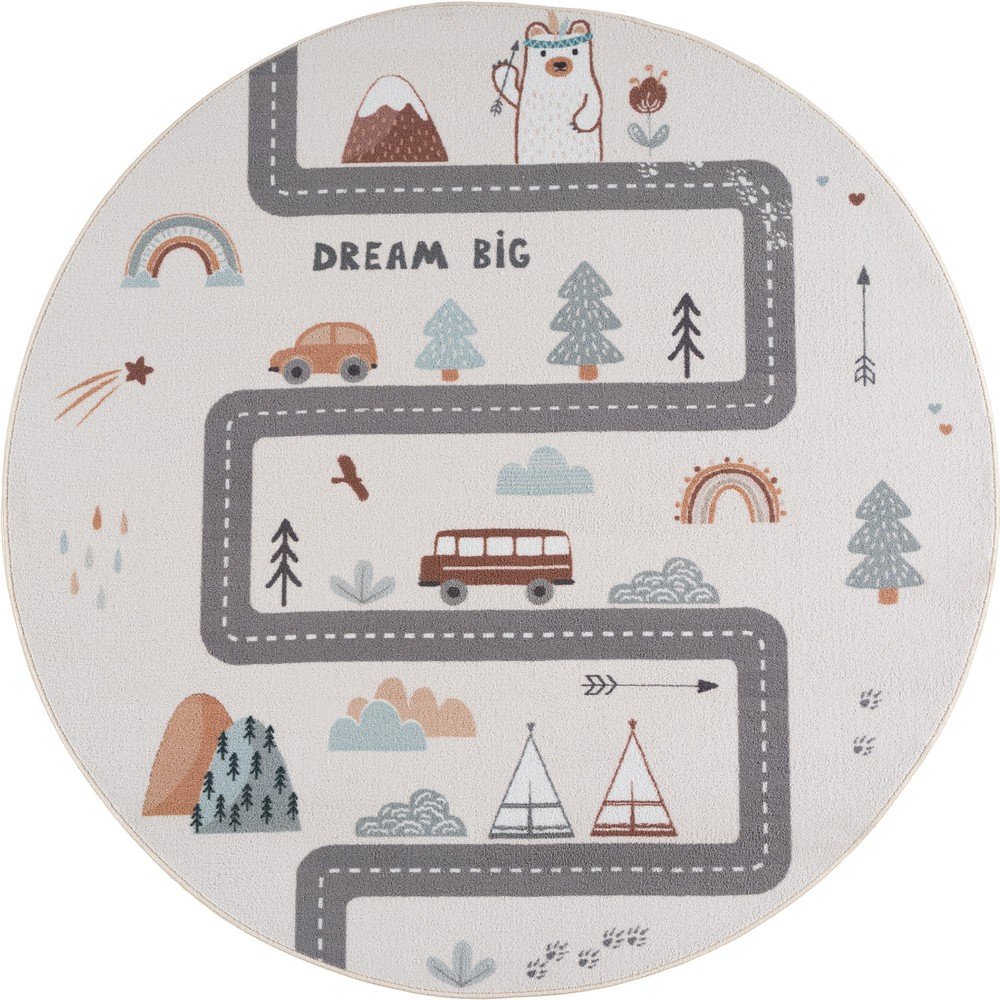 E-shop Krémovobiely prateľný detský koberec ø120 cm Coco 1134 – Ayyildiz Carpets