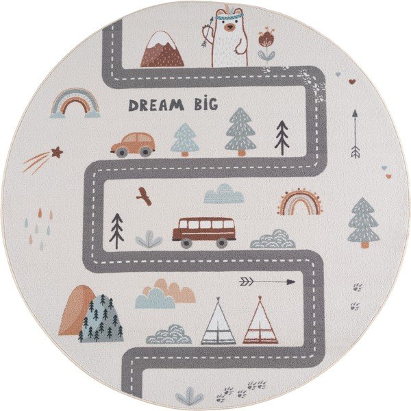 Krémovobiely prateľný detský koberec ø120 cm Coco 1134 – Ayyildiz Carpets