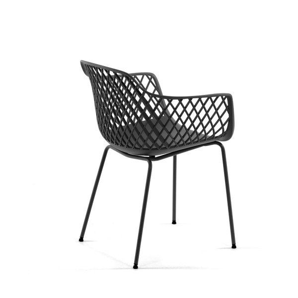 Tmavosivá kovová záhradná stolička Quinn – Kave Home-image-1